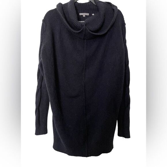 Women's Vince Oversize Cowl Neck Navy Blue Sweater Merino Wool Camel Blend SZ SM - Picture 1 of 5